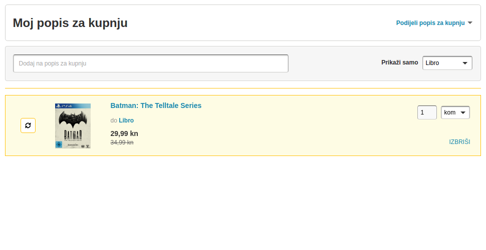 Popis za kupnju